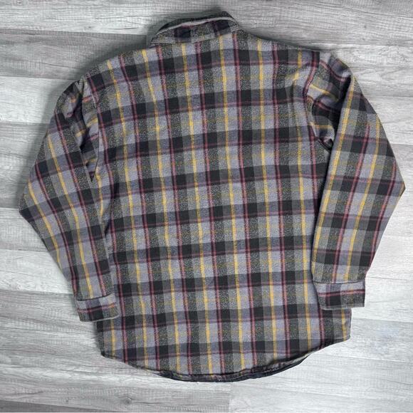 Vintage Flannel Shacket Shirt Jacket Quilted Lined Plaid Workwear Grunge - Picture 4 of 6